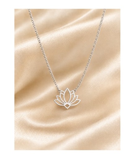 Lotus Çiçeği Figürlü Minimal Kolye 925 Ayar Orjinal Gümüş Zarif Kadın Kolye