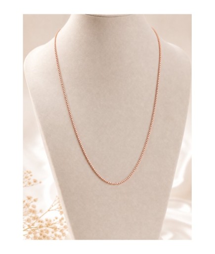 925 Ayar Gümüş Venedik Zincir Kolye – 14 Ayar Rose Altın Kaplama Box Chain İnce Zincir Kolye