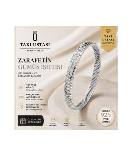 925 Ayar Gümüş Ajda Bilezik Kadın Gümüş Bileklik Zarif Şık Modern Takı