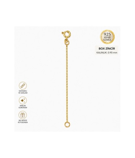 Box Zincir Uzatma Zinciri – 14 Ayar Altın Kaplama 925 Ayar Gümüş 0,90 mm