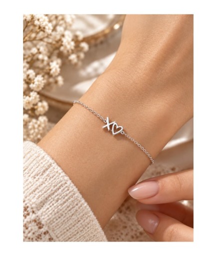XO Kalp Tasarımlı Aşk Bilekliği 925 Ayar Orjinal Gümüş