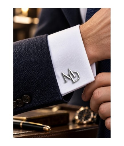 Kişiye Özel İki Harfli Monogram Kol Düğmesi 925 Ayar Gümüş