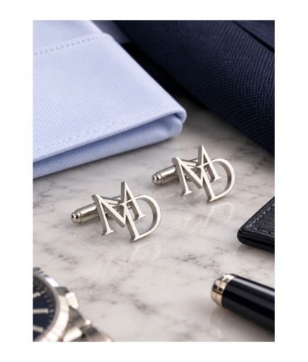 Kişiye Özel İki Harfli Monogram Kol Düğmesi 925 Ayar Gümüş