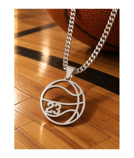 Kişiye Özel Forma Numaralı Basketbol Topu Kolye 925 Ayar Gümüş Erkek Çocuk Basketbolcu Kolyesi Sporcu Hediyesi