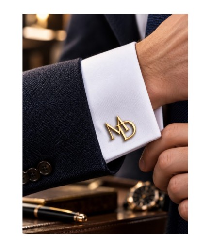 Kişiye Özel İki Harfli Monogram Kol Düğmesi Altın Renk Premium Erkek Manşet Düğmesi Şık ve Anlamlı Hediye