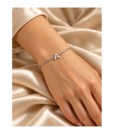 Kişiye Özel Harfli Bileklik 925 Ayar Gümüş 14 Ayar Rose Gold Kaplama