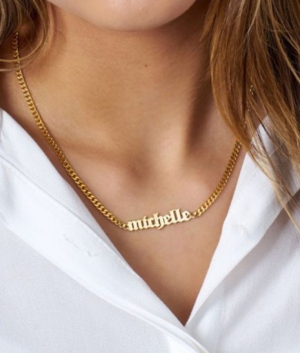 Agrona Kişiye Özel İsim Kolye Kalın Zincirli